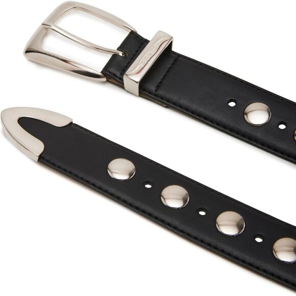 Women\'s Faux Leather Studded Belt 32 Inch Edgy Accessory for Casual or Dress
